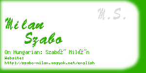 milan szabo business card